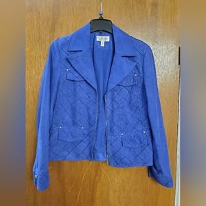 Vibrant Cobalt Blue Faux Suede zip up jacket